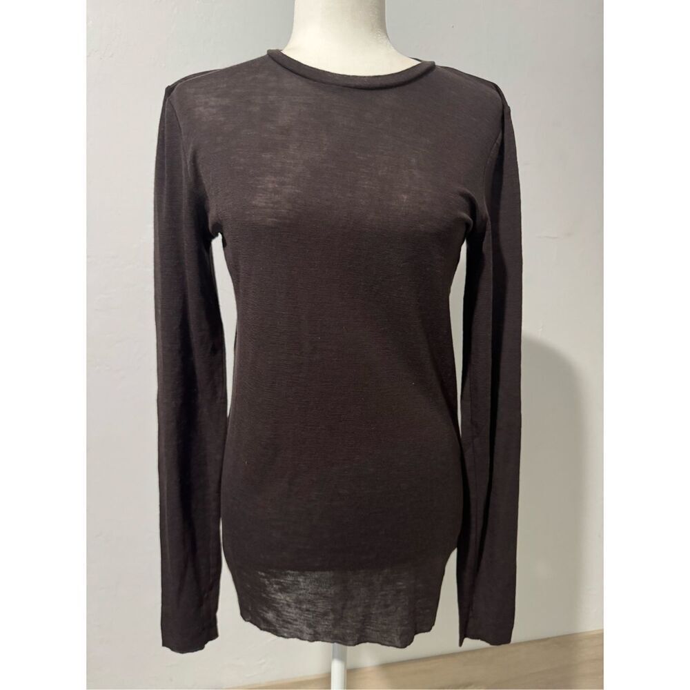 COS wool brown long slim lightweight top L